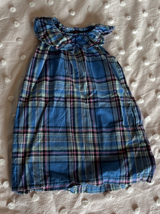 Tea Collection Other - Tea Collection Blue Plaid Sleeveless Ruffle Neckline Dress